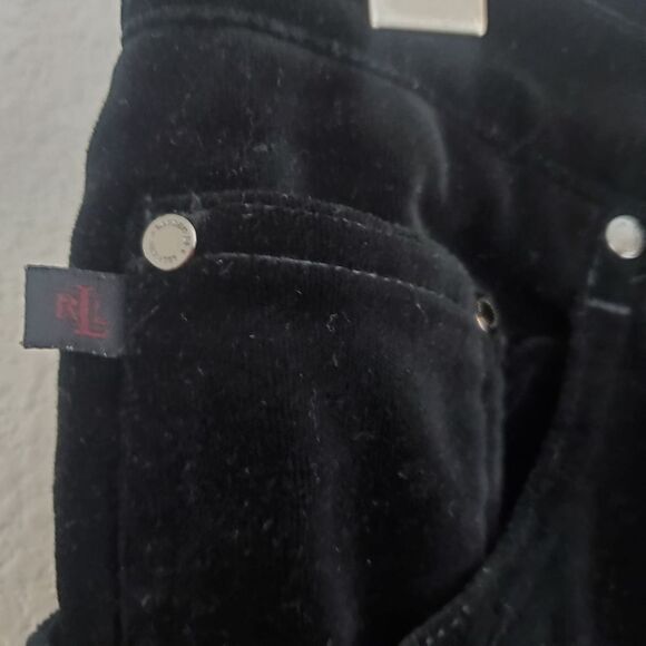 Lauren Ralph Lauren Velvet Bootcut Jeans 6 Black Vintage Grunge Goth Boho - Picture 4 of 12